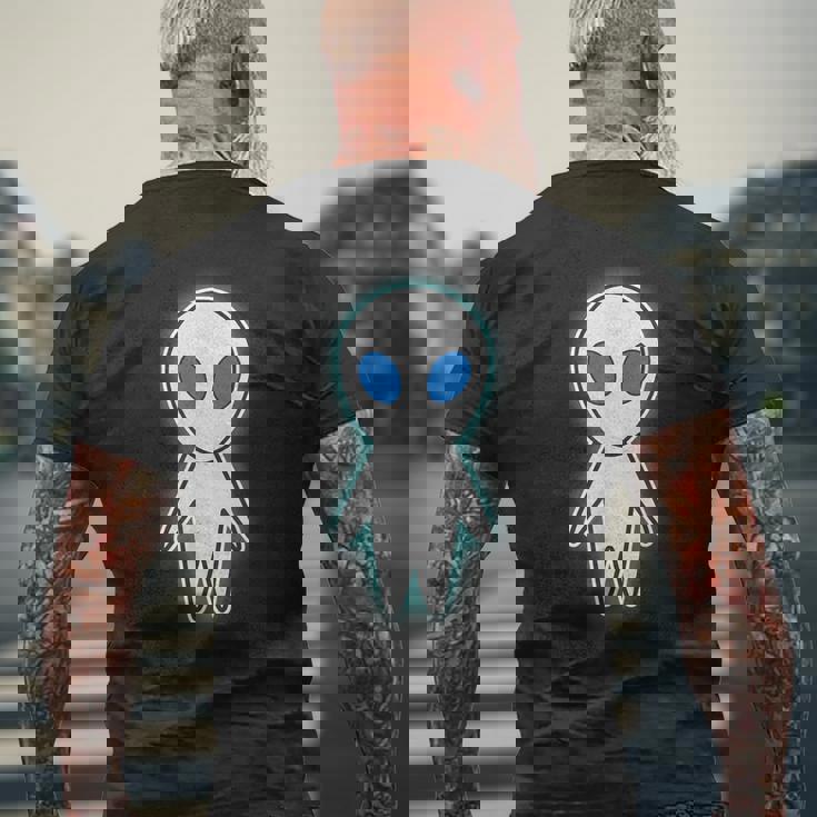 宇宙人 エイリアン『セルフィー』グレイ【ゆるフレンズ】かわいい イラスト 面白い メンズTシャツ バックプリント 高齢者への贈り物