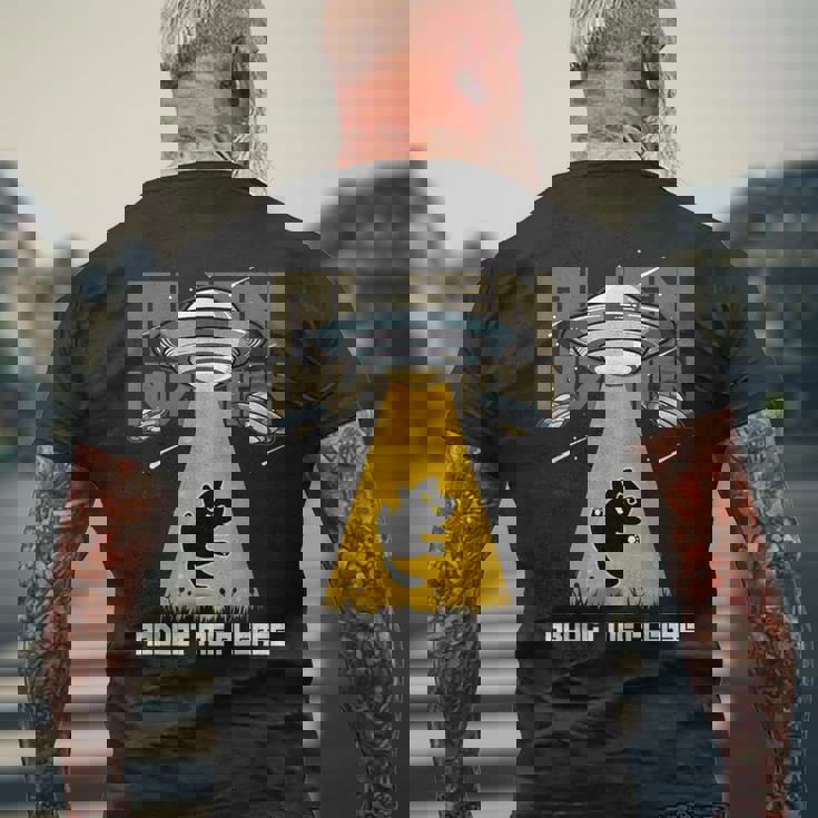 宇宙人 侵略 Abduct Me Please 宇宙船 おもしろ猫 Ufo メンズTシャツ バックプリント 高齢者への贈り物