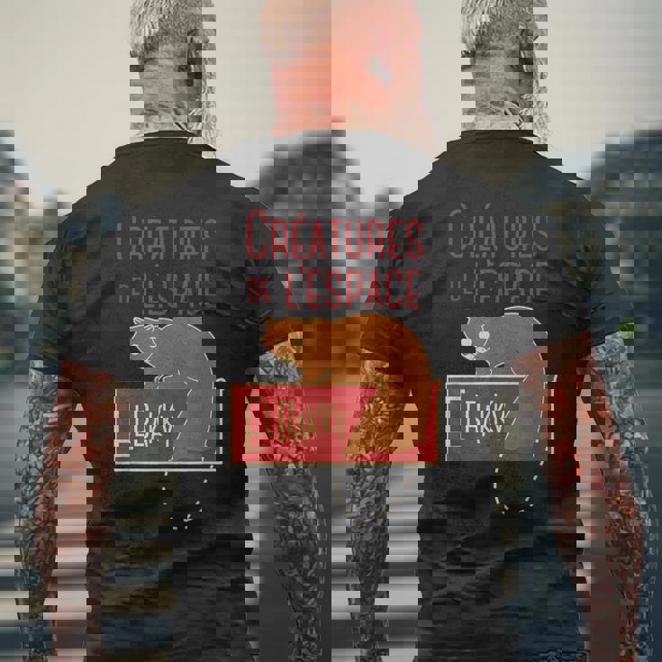 宇宙動物エルバッキー メンズTシャツ バックプリント 高齢者への贈り物