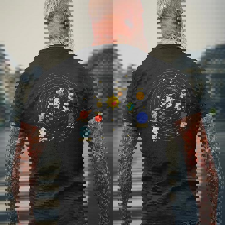 宇宙飛行士 宇宙 惑星 太陽系 メンズTシャツ バックプリント 高齢者への贈り物