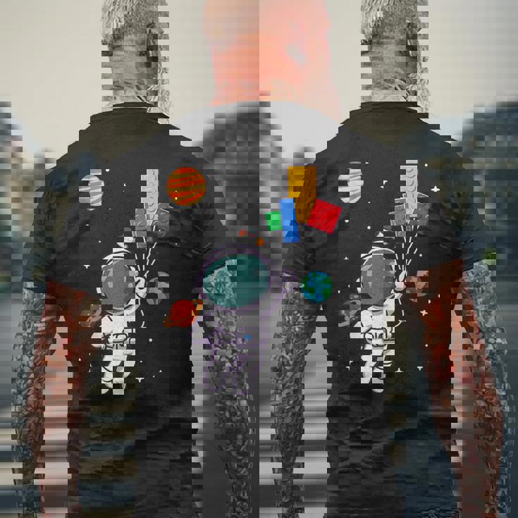宇宙飛行士とレゴバルーンの冒険 メンズTシャツ バックプリント 高齢者への贈り物