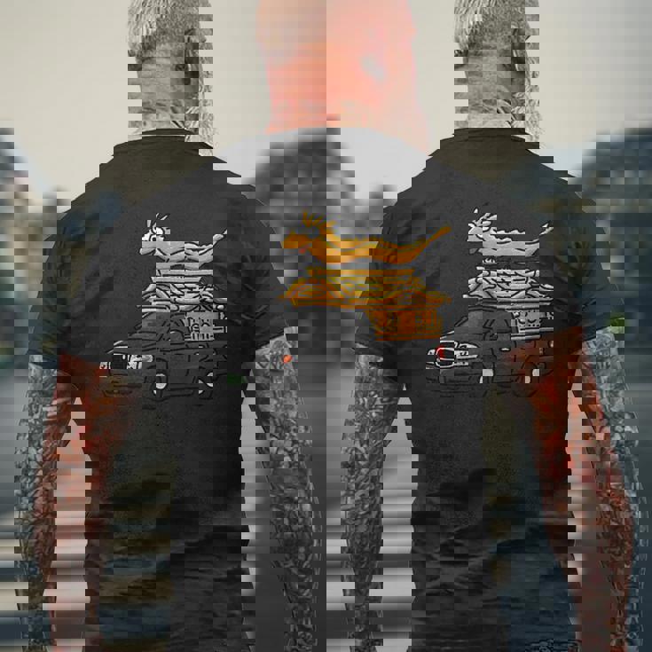 宮型霊柩車 メンズTシャツ バックプリント 高齢者への贈り物