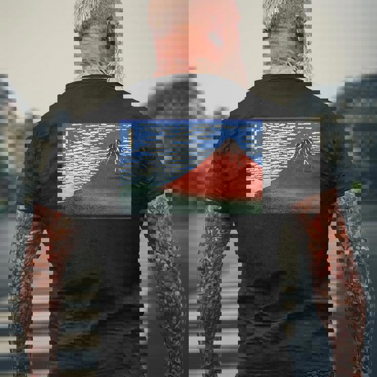 富士 晴天の山 葛飾北斎 メンズTシャツ バックプリント 高齢者への贈り物