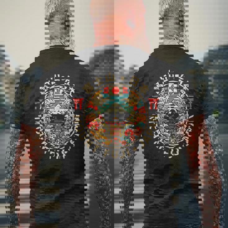 富士山 日本土産 日本の漢字 富士山 お土産 メンズTシャツ バックプリント 高齢者への贈り物