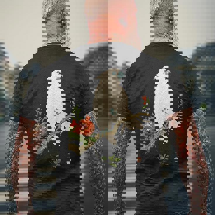 小原 古邨1877年－1945年 、【オウムにザクロ】、日本文化 日本画 メンズTシャツ バックプリント 高齢者への贈り物