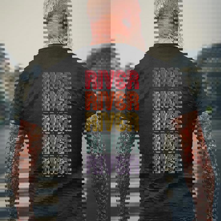 川 メンズTシャツ バックプリント 高齢者への贈り物