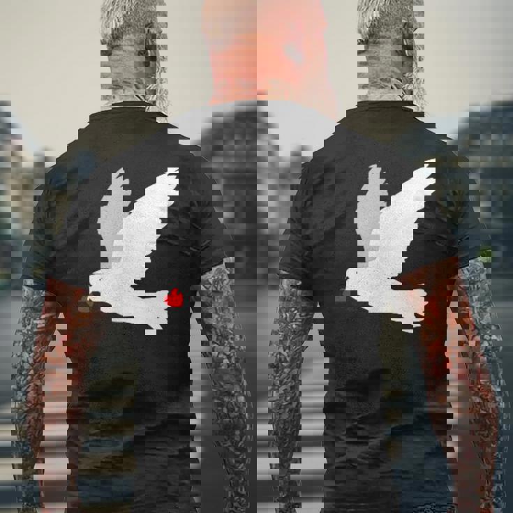 平和への愛を込めた白い鳩 メンズTシャツ バックプリント 高齢者への贈り物