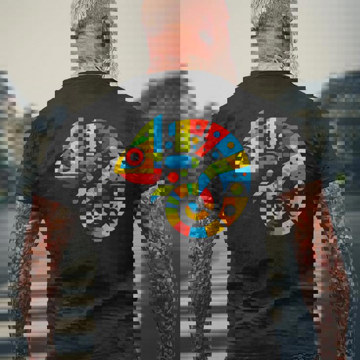 幾何学的ミニマリズム イラスト カメレオン 爬虫類 メンズTシャツ バックプリント 高齢者への贈り物