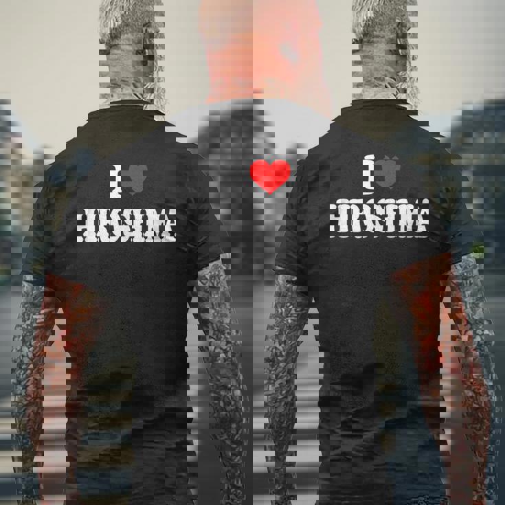 広島-私は広島が大好きです メンズTシャツ バックプリント 高齢者への贈り物