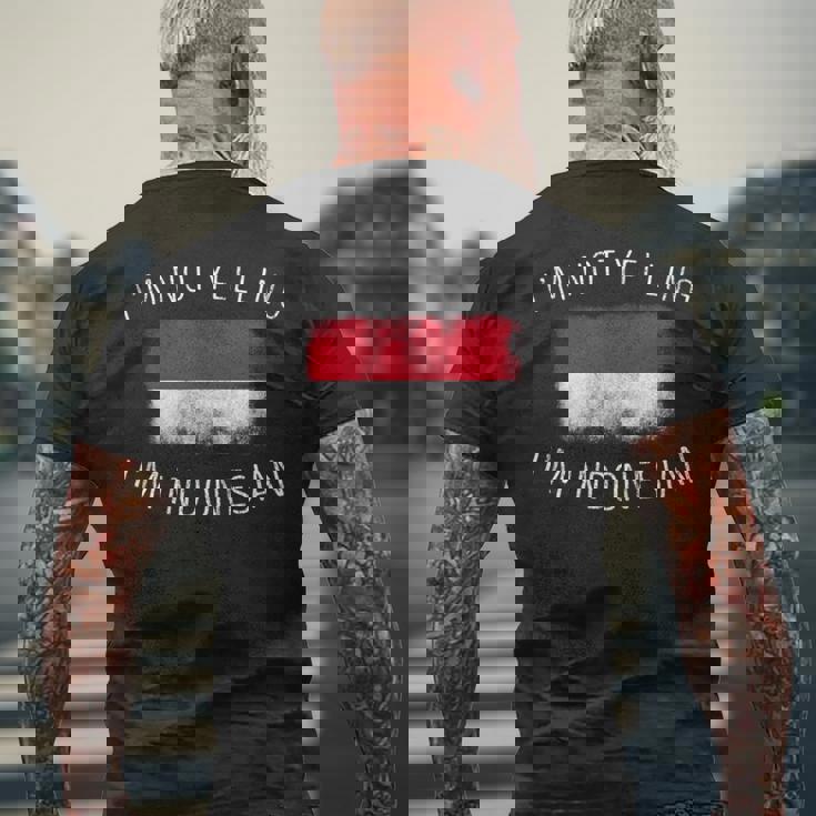 怒鳴ってないよ、私はインドネシア人だ-面白いインドネシアプライド メンズTシャツ バックプリント 高齢者への贈り物