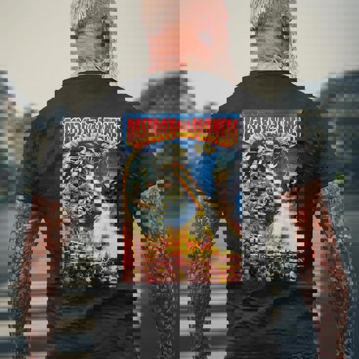 怪獣全惑星怪獣を破壊 メンズTシャツ バックプリント 高齢者への贈り物