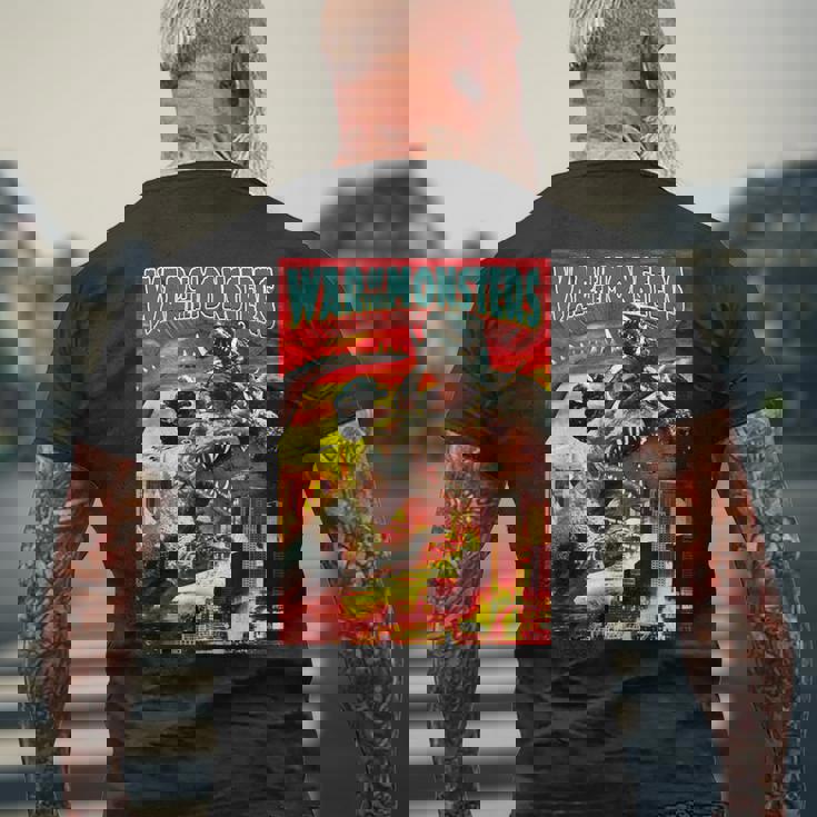 怪獣戦争 怪獣ホラー メンズTシャツ バックプリント 高齢者への贈り物