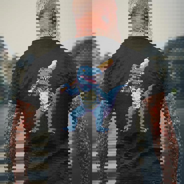 恐竜 野球 シーズン バット ボール パーク トレックス ディノ ホームラン ヒット メンズTシャツ バックプリント 高齢者への贈り物