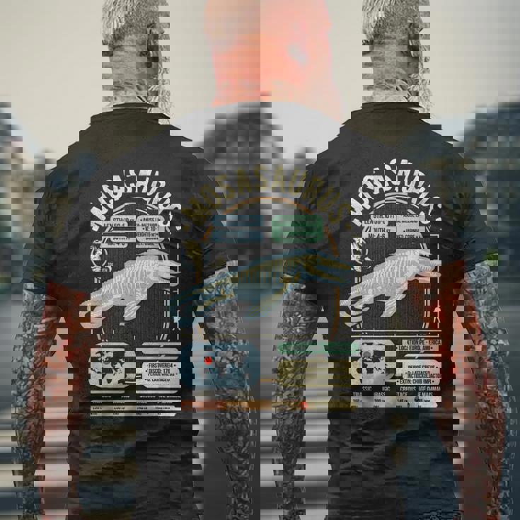 恐竜の事実 モササウルスの科学と解剖学のギフト メンズTシャツ バックプリント 高齢者への贈り物