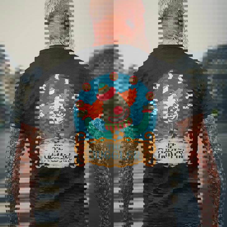 愉快なピエロ ジャグリングボール ジャグラー プロ仕様 ジャグラー メンズTシャツ バックプリント 高齢者への贈り物