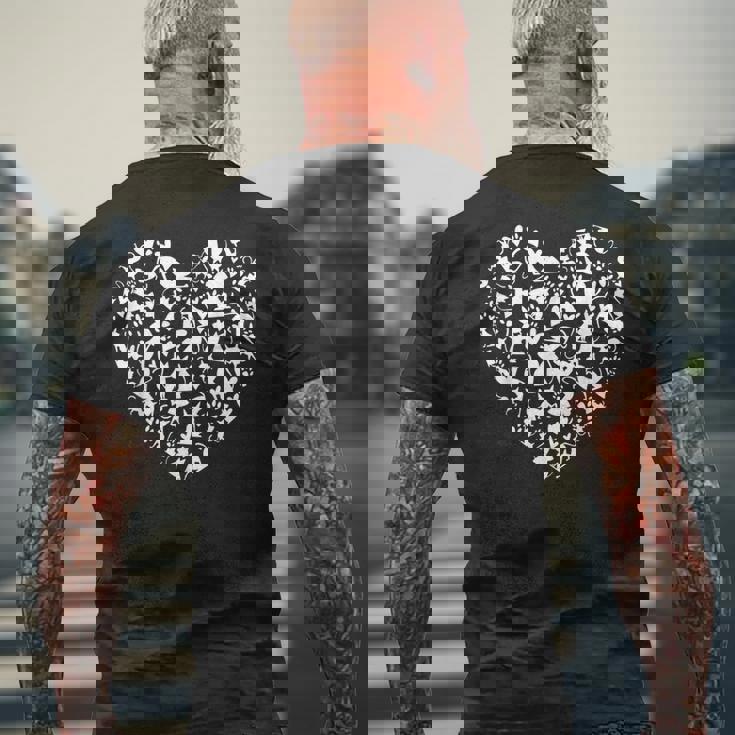 愛猫ハートコラージュ猫 メンズTシャツ バックプリント 高齢者への贈り物