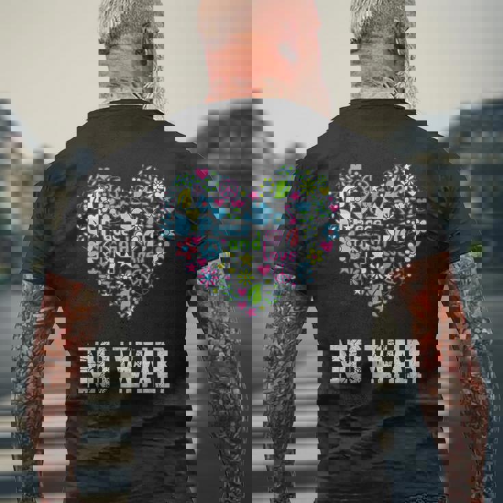 戦争なし、平和、反戦、戦争なし メンズTシャツ バックプリント 高齢者への贈り物