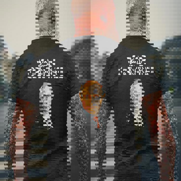 戦争犯罪者プーチン反ウラジミールプーチン メンズTシャツ バックプリント 高齢者への贈り物