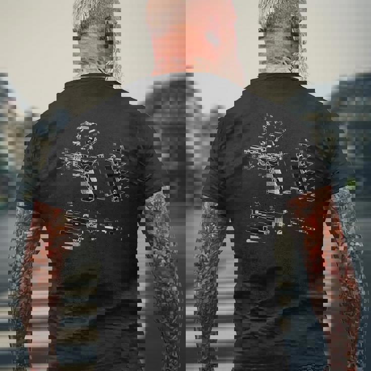 拳銃図 メンズTシャツ バックプリント 高齢者への贈り物