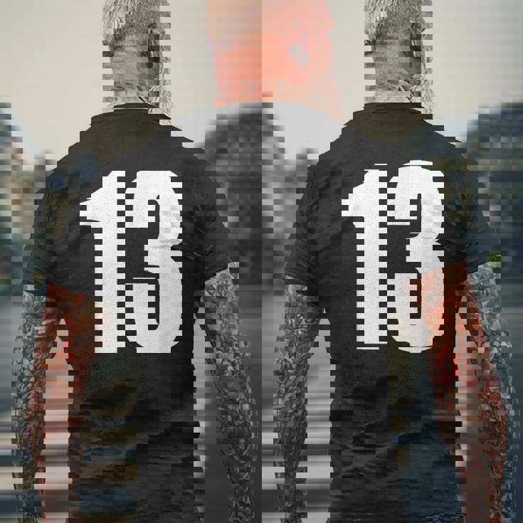 数字 Nhirn 数字 13 プレーン 白 数字 メンズTシャツ バックプリント 高齢者への贈り物