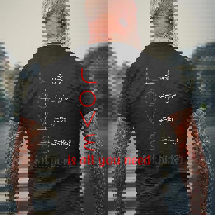 数学 Love Is All You Need グラフ数学教師 メンズTシャツ バックプリント 高齢者への贈り物