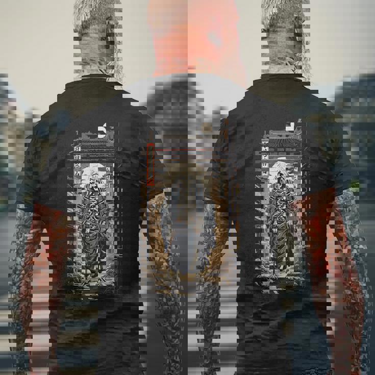 日本 妖怪 骨格 幽霊 美的 江戸 芸術 浮世絵風 メンズTシャツ バックプリント 高齢者への贈り物