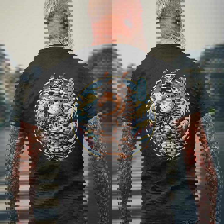 日本の侍カピバラのタトゥー、かわいい忍者カピバラ メンズTシャツ バックプリント 高齢者への贈り物