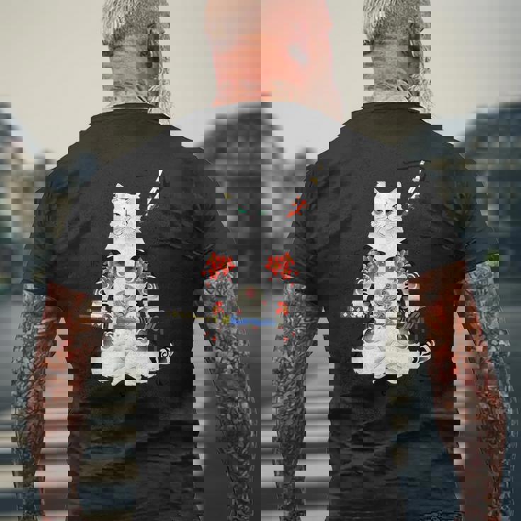 日本の侍猫刀忍者 ヤクザタトゥー メンズTシャツ バックプリント 高齢者への贈り物