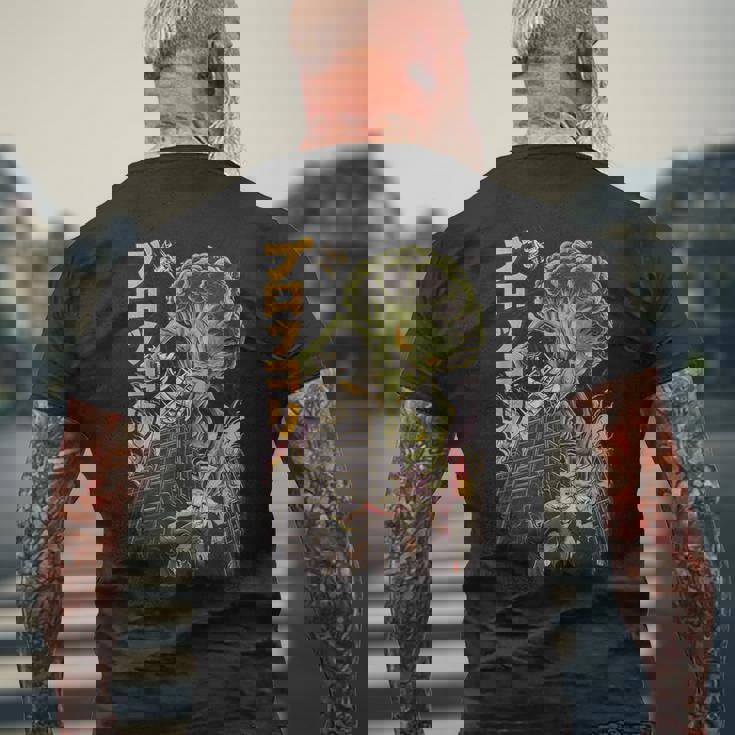 日本の怪獣映画 怪獣 野菜 ブロッコリー アニメ メンズTシャツ バックプリント 高齢者への贈り物