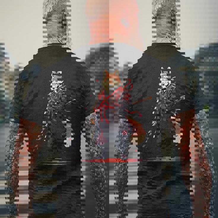 日本の柴犬浮世絵 アニメ 刀 おもしろい 日本の芸術 メンズTシャツ バックプリント 高齢者への贈り物