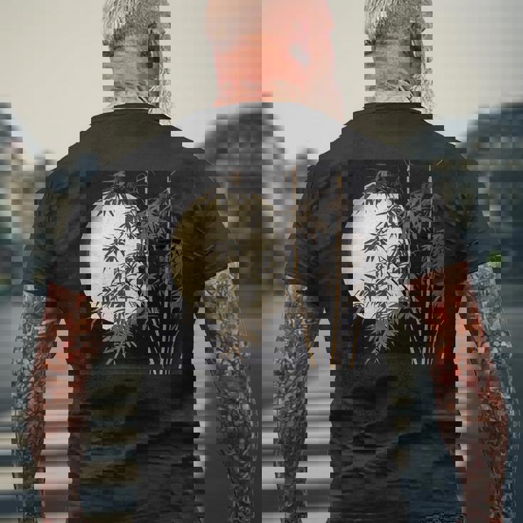 日本の竹と月 長袖tシャツ メンズTシャツ バックプリント 高齢者への贈り物