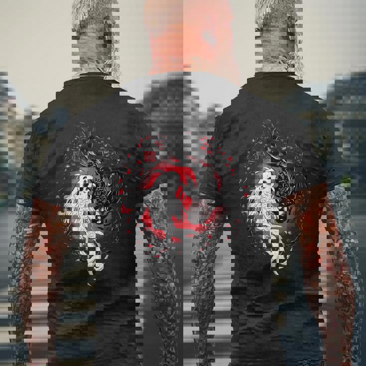 日本の陰陽鯉のアート。 メンズTシャツ バックプリント 高齢者への贈り物