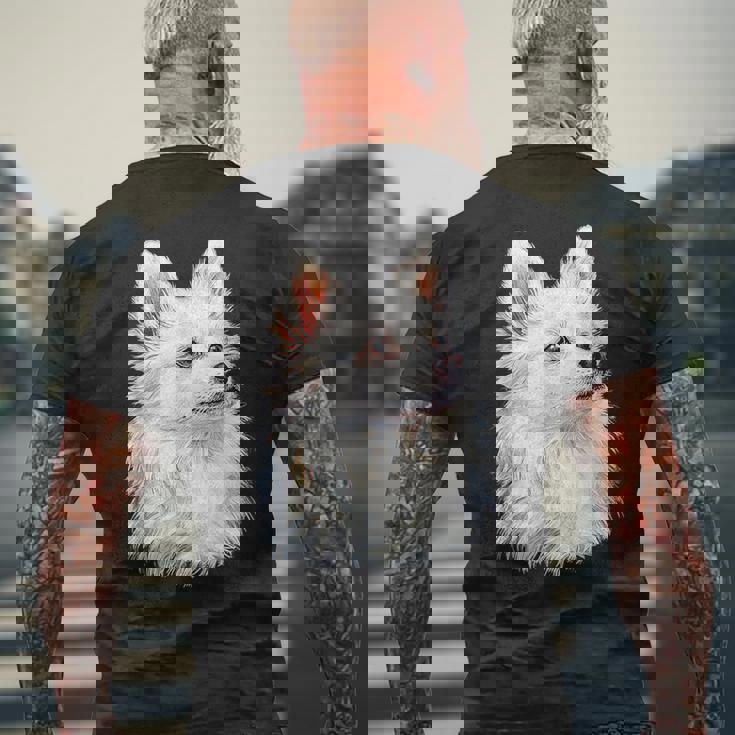 日本スピッツ 犬 グラフィック ペット イラスト 日本スピッツ メンズTシャツ バックプリント 高齢者への贈り物