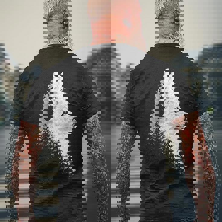 日本スピッツ 犬 ペット 音楽 ヘッドホン 日本スピッツ メンズTシャツ バックプリント 高齢者への贈り物