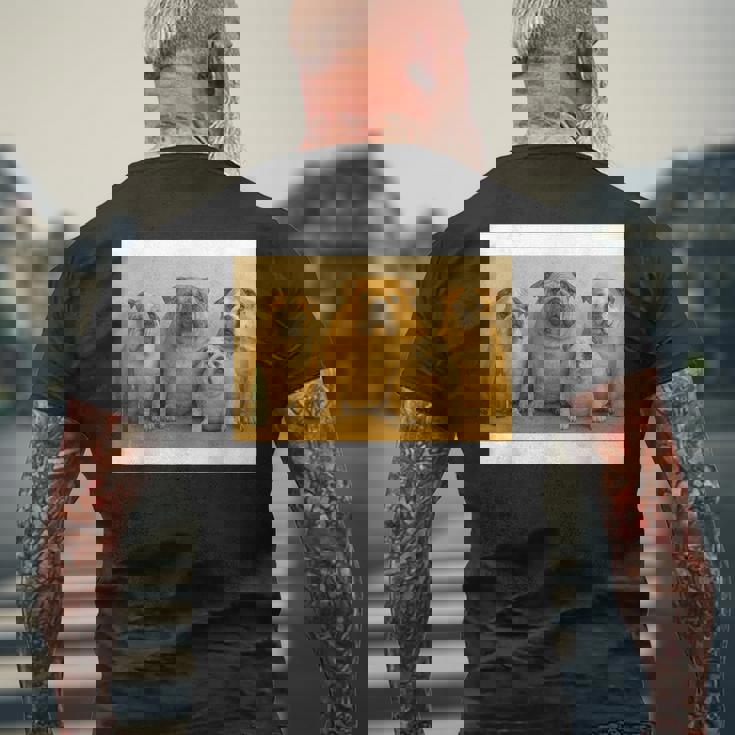 日本ブルドッグファミリー メンズTシャツ バックプリント 高齢者への贈り物