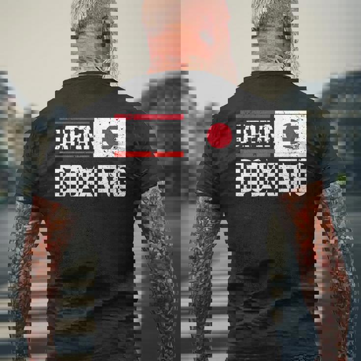 日本ボクシング日本旗スポーツジムスパーリングアマチュアスポーツ メンズTシャツ バックプリント 高齢者への贈り物