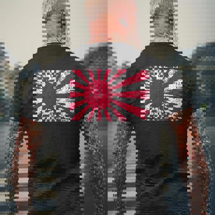 日本海軍旗 日本の誇り ビンテージ アンティーク調 愛国心 メンズTシャツ バックプリント 高齢者への贈り物