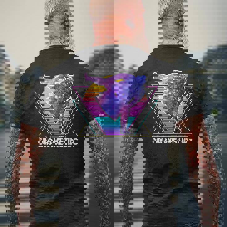 日本相撲 レトロベイパーウェイブ90s 相撲リンガー メンズTシャツ バックプリント 高齢者への贈り物