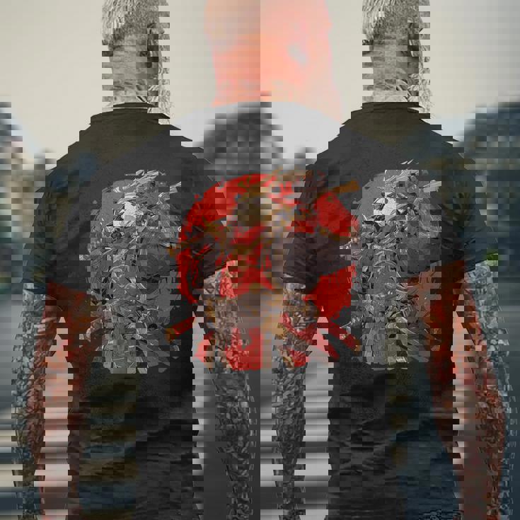 日本美術 パンダ 忍者 浮世絵 アニメ風 サムライパンダ メンズTシャツ バックプリント 高齢者への贈り物