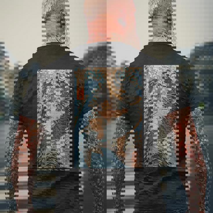 日本美術 戦闘機 相撲 鯉 海波 国吉 浮世絵 メンズTシャツ バックプリント 高齢者への贈り物