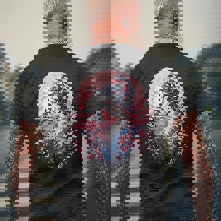 日本美術 浮世絵 アニメ 芸者 桜 富士山 メンズTシャツ バックプリント 高齢者への贈り物