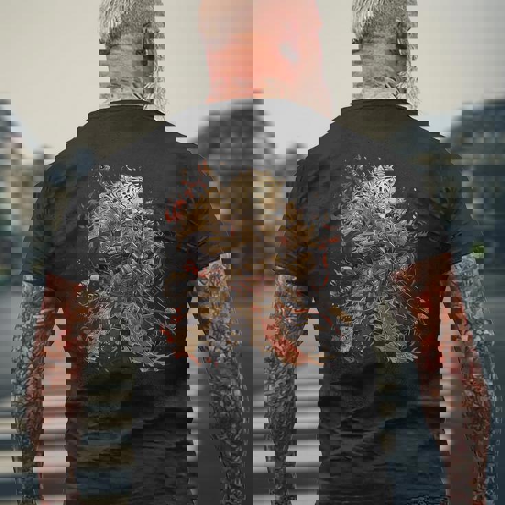 日本美術 虎 忍者 浮世絵 アニメ風 侍 虎 メンズTシャツ バックプリント 高齢者への贈り物