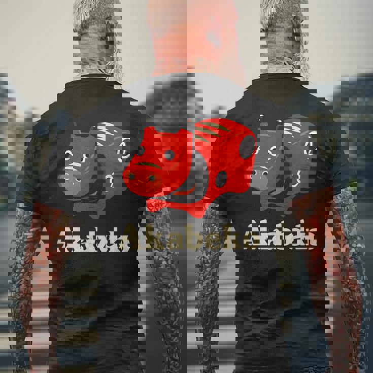 日本赤べこ 会津 福島 お土産おもちゃ 伝説の牛 メンズTシャツ バックプリント 高齢者への贈り物