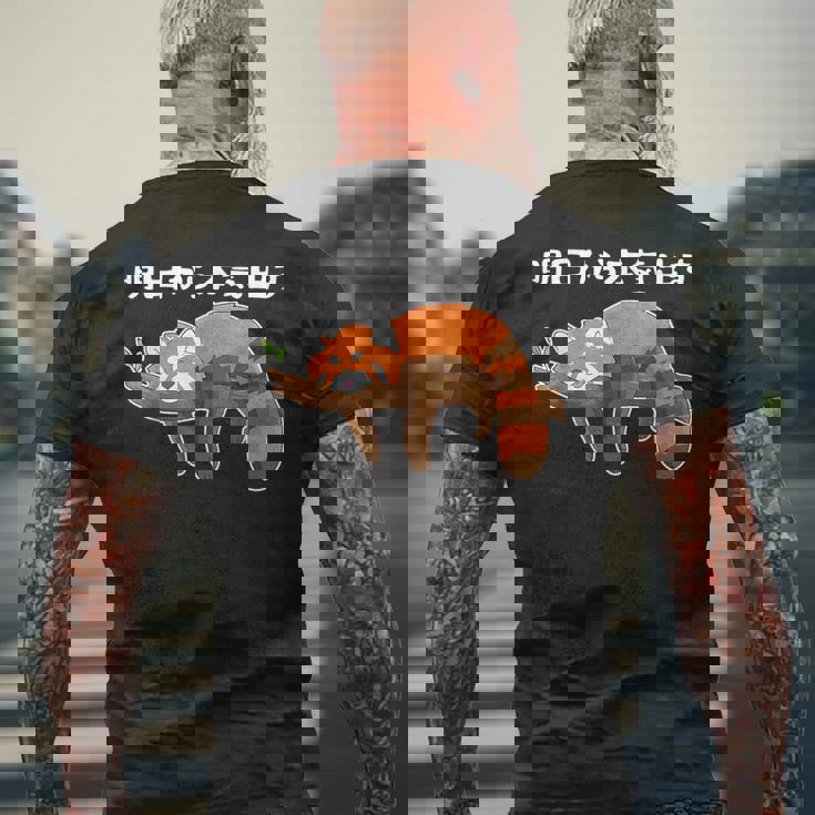 明日からの怠け者のレッサーパンダの面白い メンズTシャツ バックプリント 高齢者への贈り物