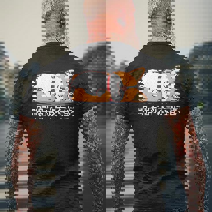 明日から本気出す ウェルシュ・コーギー・ペンブローク犬・ 犬好き かわいい おもしろ 面白い メンズTシャツ バックプリント 高齢者への贈り物