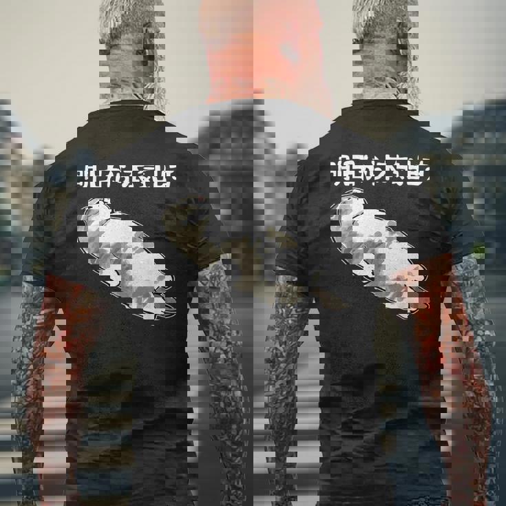 明日から本気出す 面白い猫のことわざ メンズTシャツ バックプリント 高齢者への贈り物