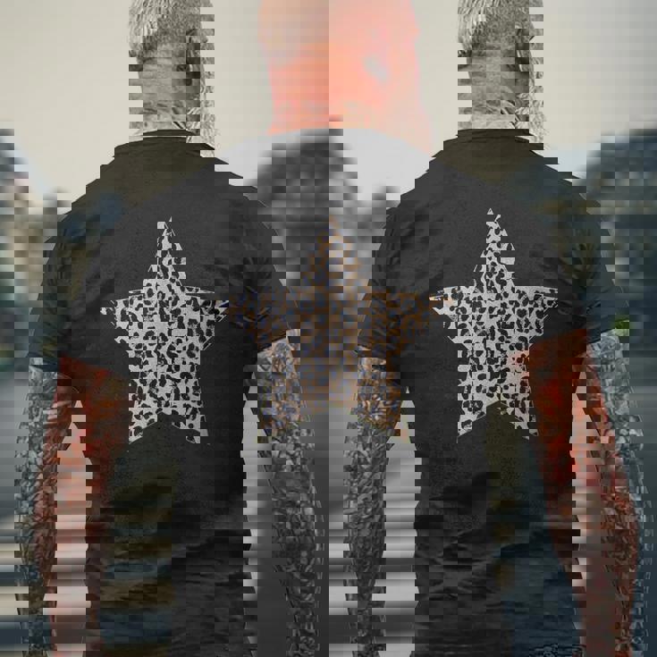 星型 かわいいチーターヒョウ柄グラフィック。 メンズTシャツ バックプリント 高齢者への贈り物