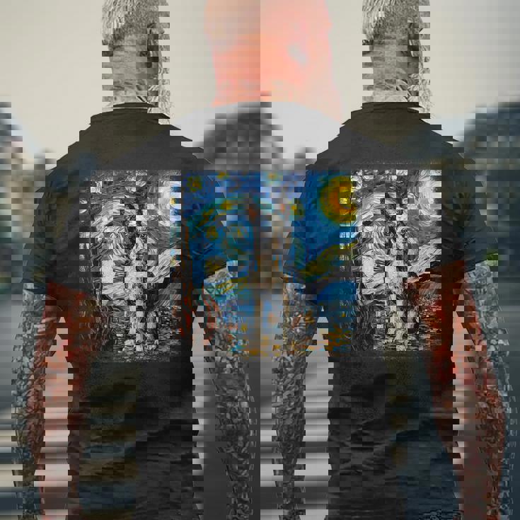 星月夜のヴァンゴッホ ボストンテリア メンズTシャツ バックプリント 高齢者への贈り物