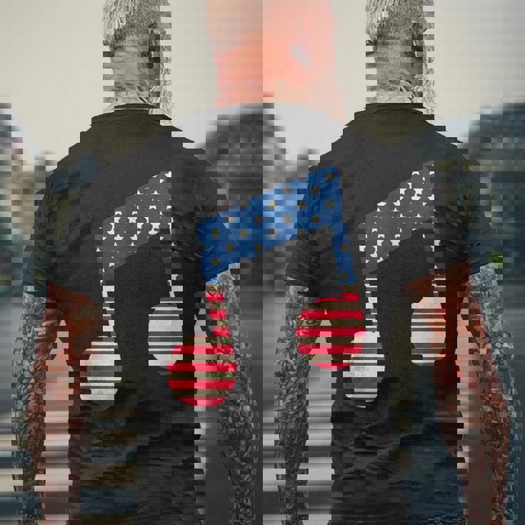 星条旗 アメリカ国旗 音符 メンズTシャツ バックプリント 高齢者への贈り物