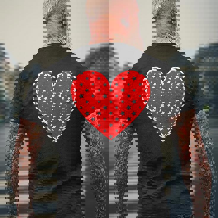 星柄のグラフィックハートプリント。 メンズTシャツ バックプリント 高齢者への贈り物